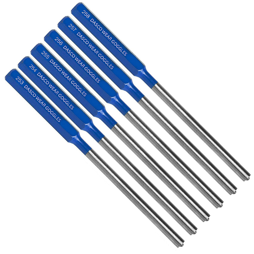Dasco Pro® 11 Roll Pin Punch Kit with Heat Treated Point, Steel, 6-Piece