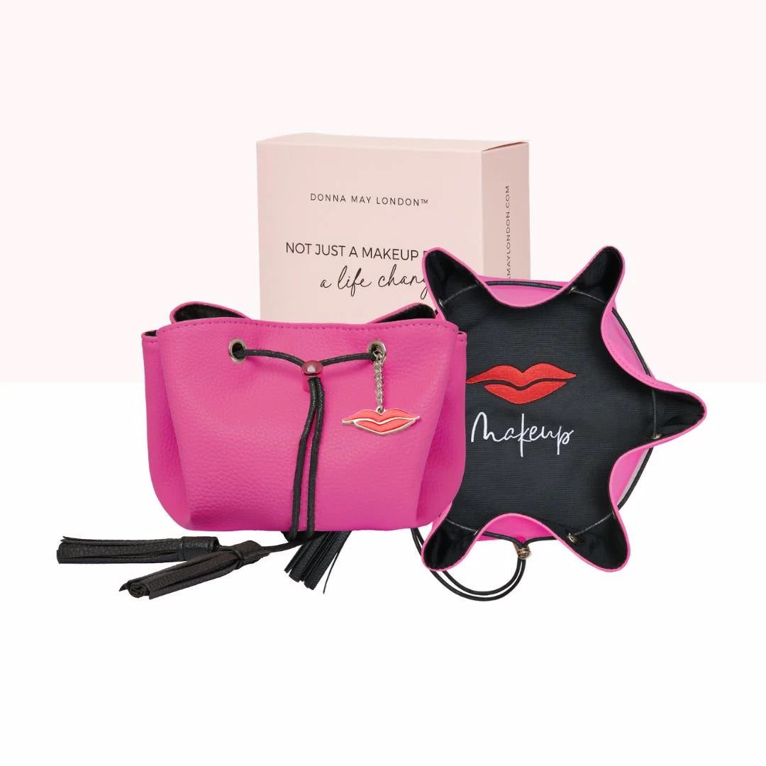 Mini Faux Leather Makeup Bag in Raspberry