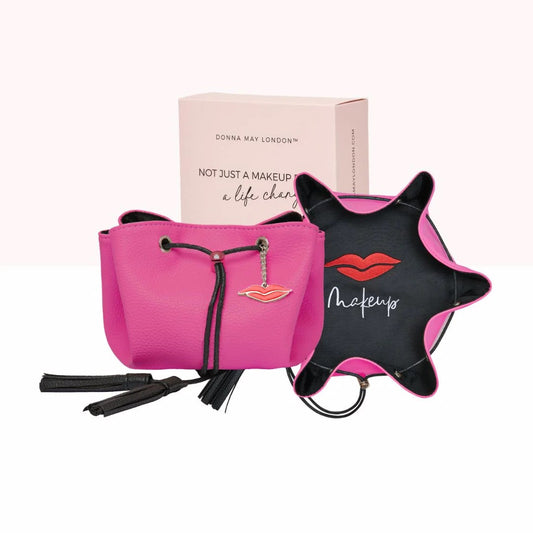 Mini Faux Leather Makeup Bag in Raspberry