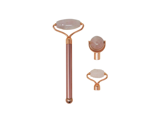 Interchangeable Heads Rose Quartz Roller Set