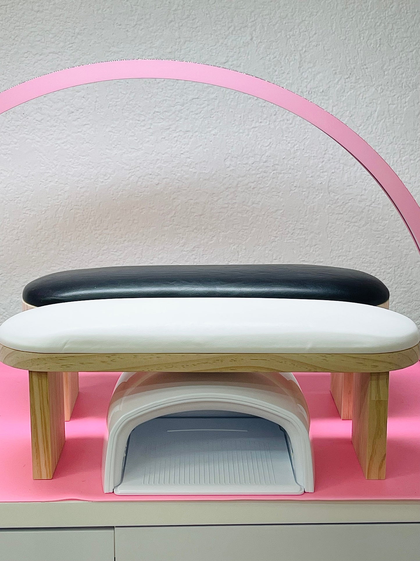 Wooden Round Leather Nail Arm Rest
